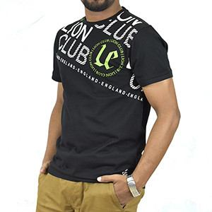 Black Cotton Short Sleeve T-Shirt for Men